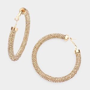 Sparkling Gold Textured Hoop Earrings